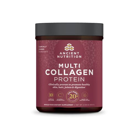 Ancient Nutrition Collagen Powder Protein with Probiotics, Unflavored Multi Collagen Protein with Vitamin C, 45 Servings, Hydrolyzed Collagen Peptides Supports Skin and Nails, Gut Health, 16oz