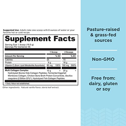 Ancient Nutrition Collagen Powder Protein with Probiotics, Unflavored Multi Collagen Protein with Vitamin C, 45 Servings, Hydrolyzed Collagen Peptides Supports Skin and Nails, Gut Health, 16oz