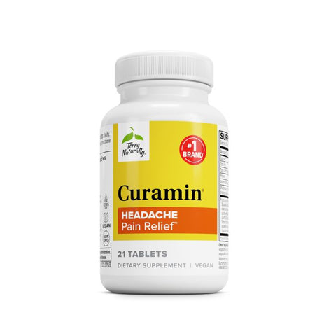 Terry Naturally Curamin Headache - Dietary Supplement with DLPA & Boswellia - Enhanced Absorption Curcumin to Support Headache Relief - Gluten-Free & Non-GMO Relaxation Supplement - 21 Tablets