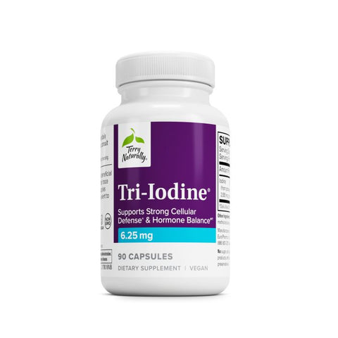 Terry Naturally Tri-Iodine - Support Thyroid Health - Aids Hormone Balance with Molecular Iodine from Kelp - Features Potassium Iodide & Sodium Iodide - Brain & Energy Support - 6.25mg, 90 Capsules