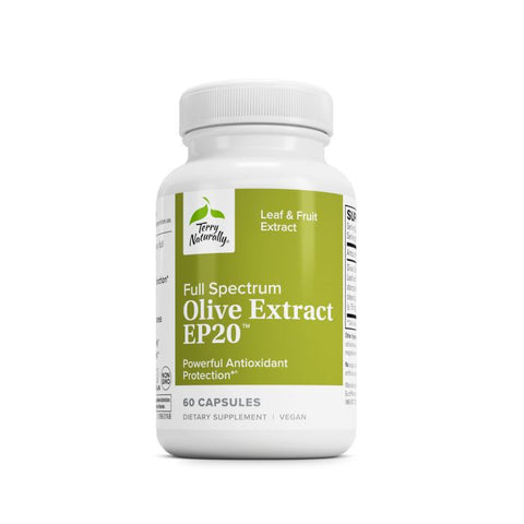 Terry Naturally Olive Extract EP20 - Brain Health Support Supplement with Olive Leaf Extract - Herbal Supplement to Aid Healthy Immune System Function - 60 Capsules
