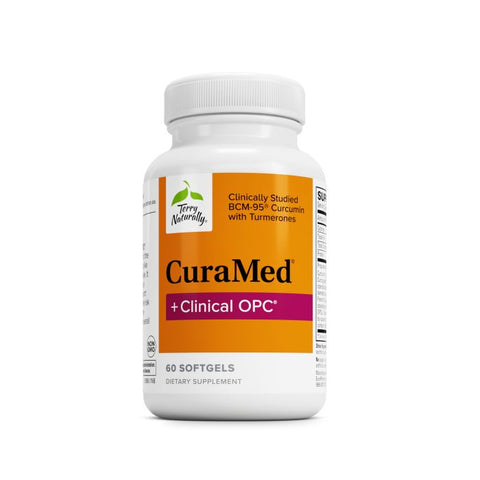 Terry Naturally CuraMed + Clinical OPC - Curcumin Supplement with French Grape Seed Extract - Brain, Prostate & Liver Health Support - Supplement with Ar-Turmerone - 60 Softgels