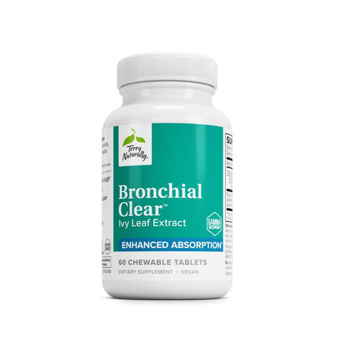 Terry Naturally Bronchial Clear Ivy Leaf Extract Chewable - Lung & Respiratory Health Support Supplement - Dietary Supplement with English Ivy Leaf Extract - 60 Chewable Tablets (60 Servings)