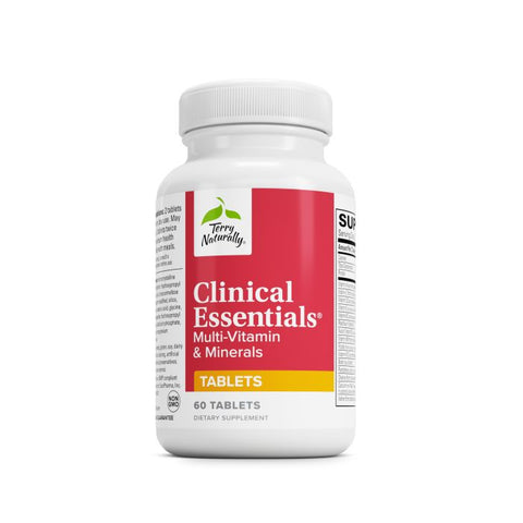 Terry Naturally Clinical Essentials - 60 Tablets - Multivitamin & Mineral Supplement with 30 Premium Nutrients, Gentle On The Stomach, No Vitamin Aftertaste - Non-GMO, Gluten-Free - 30 Servings