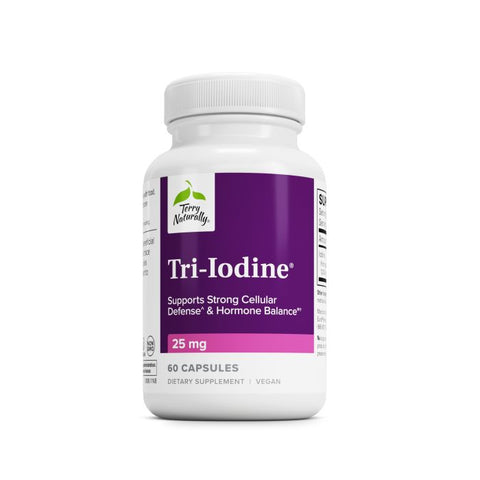 Terry Naturally Tri-Iodine® 25 mg - Dietary Supplement for Breast & Prostate Health Support - Healthy Thyroid Function Supplement Aid -60 Capsules