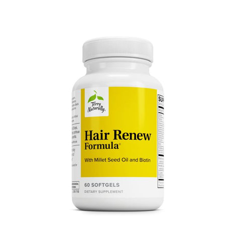 Terry Naturally Hair Renew Formula - Healthy Hair Growth Supplement with Biotin B Vitamins & Zinc - Millet Seed Oil for Keratin Production Support & Stronger, More Radiant Strands - 60 Softgels
