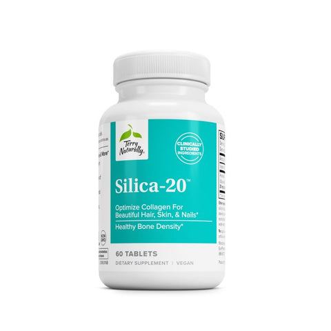 Terry Naturally Silica-20 - Support Hair Growth & Nail Strength - Collagen Supplement to Aid Bone Density & Strength - Skincare Supplement to Support Skin, Nail & Bone Health - 60 Tablets