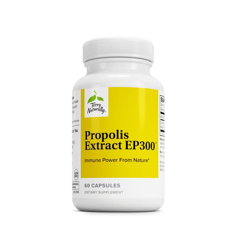 Terry Naturally Propolis Extract EP300 - Upper Respiratory & Immune System Support Supplement - Child & Adult Supplement with Bee Propolis Extract - 60 Capsules