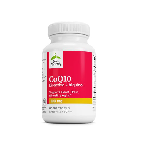 Terry Naturally Qunol Mega Ubiquinol CoQ10 100mg, Superior Absorption, Patented Water and Fat Soluble Natural Supplement Form of C0Q10, Antioxidant for Heart Health, 60 Count Softgels