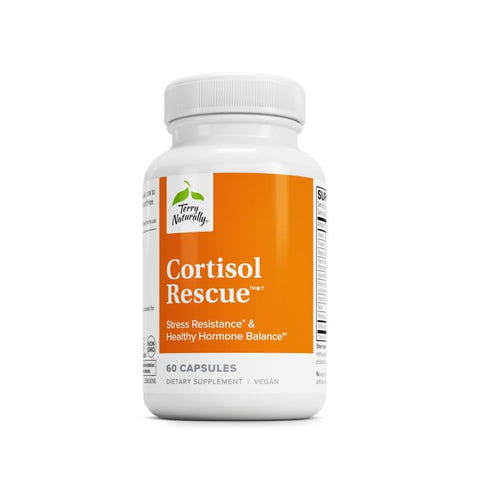 Terry Naturally Cortisol Rescue - Stress Response Support with Vitamin C & Bioactive B Vitamins - Adrenal Health & Energy Support Supplement - 60 Capsules (60 Servings)