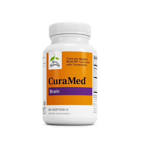 Terry Naturally CuraMed Brain - Dietary Supplement to Support Clarity & Focus - Brain Health Supplement with Curcumin & Turmeric Essential Oil to Aid Concentration - 60 Softgels