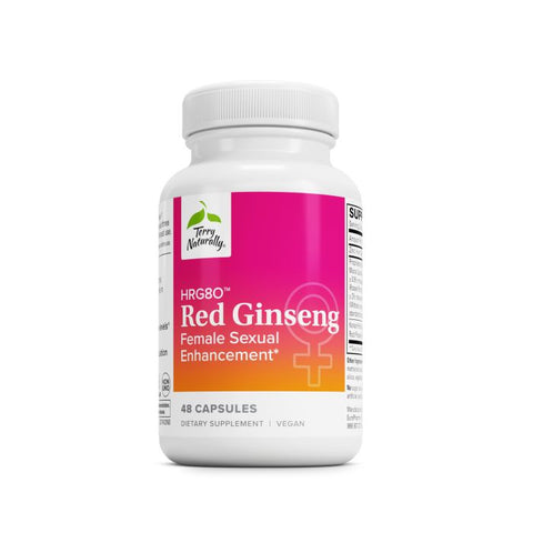 Terry Naturally HRG80 Red Ginseng Female Sexual Enhancement - Dietary Supplement for Circulation, Endurance & Energy Support - Vitality Support with Ashwagandha, Red Ginseng & Zinc - 48 Capsules