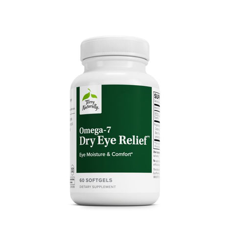 Terry Naturally Omega-7 Dry Eye Relief - Eye Health Supplement with Buckthorn Seed Oil - Dietary Supplement to Aid Dry Eye Relief - 60 Softgels
