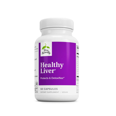 Terry Naturally Healthy Liver - Liver Function & Health Support Supplement - Cellular Health Support with Andrographis EP80 & French Grape Seed Extract - Gluten-Free Dietary Supplement - 60 Capsules