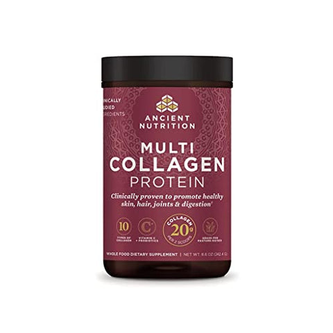 Ancient Nutrition Collagen Powder Protein with Probiotics, Unflavored Multi Collagen Protein with Vitamin C, 45 Servings, Hydrolyzed Collagen Peptides Supports Skin and Nails, Gut Health, 16oz