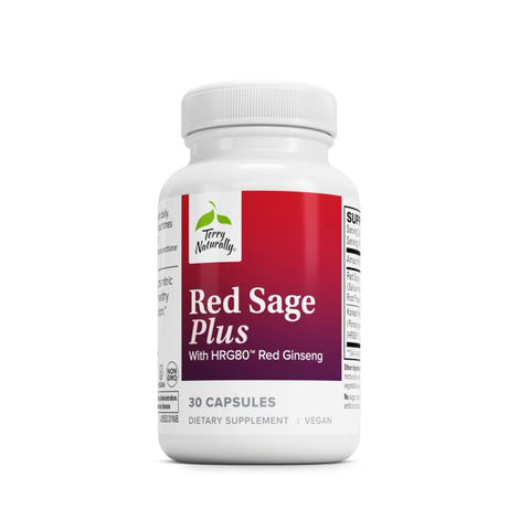 Terry Naturally Red Sage Plus - Herbal Supplement with HRG80 Red Ginseng - Muscle Energy Support for Heart Health - Aids Blood Flow & Circulation - 30 Capsules