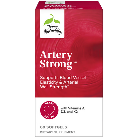 Terry Naturally Artery Strong - Cardio Health & Vascular Elasticity and Strength Support - Cardiovascular Support Supplement with Vitamins A & D3 - Aids Blood Vessel Elasticity - 60 Softgels