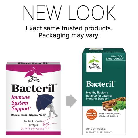 Terry Naturally Bacteril - Intestinal Support Supplement with Clove, Cinnamon, Thyme & Oregano - Immune Support Supplement with Antioxidant Support - Intestinal Support - 30 Softgels