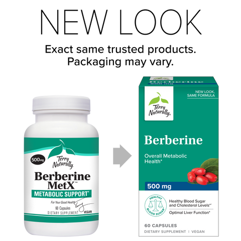 Terry Naturally Berberine - Dietary Supplement with Berberine - Liver Health Supplement for Metabolism Support - Joint Health Support for Men & Women - 60 Capsules