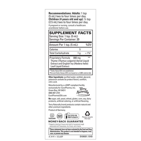 Terry Naturally Bronchial Clear Liquid - Respiratory Support for Bronchial & Lung Health - Bronchial Support for Respiratory Health - Healthy Lung Support Supplement for Adults & Children - 3.4 fl oz Visit the Terry Naturally Store