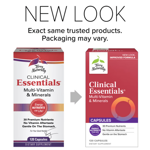 Terry Naturally Clinical Essentials - Supplement to Aid Bone, Cardiovascular & Immune Health - Supplement with Chelated Minerals - Supplement with B-Vitamins & Vitamin C - 120 Capsules