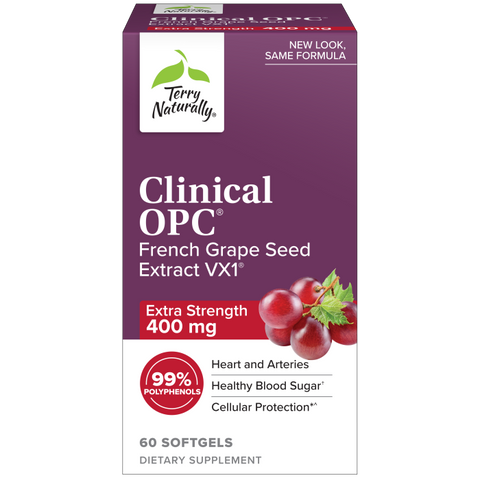 Terry Naturally Clinical OPC Extra Strength - Healthy Heart & Artery Support - Aids Brain Health & Function for Focus and Concentration - Offers Antioxidant Activity - 400 mg