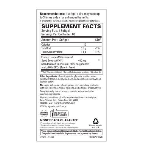 Terry Naturally Clinical OPC Extra Strength - Healthy Heart & Artery Support - Aids Brain Health & Function for Focus and Concentration - Offers Antioxidant Activity - 400 mg