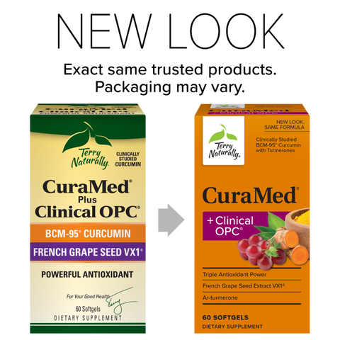 Terry Naturally CuraMed + Clinical OPC - Curcumin Supplement with French Grape Seed Extract - Brain, Prostate & Liver Health Support - Supplement with Ar-Turmerone - 60 Softgels