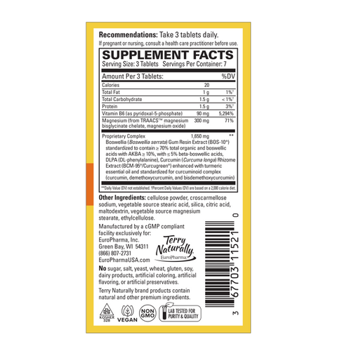 Terry Naturally Curamin Headache - Dietary Supplement with DLPA & Boswellia - Enhanced Absorption Curcumin to Support Headache Relief - Gluten-Free & Non-GMO Relaxation Supplement - 21 Tablets