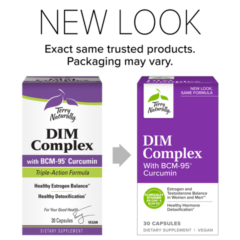 Terry Naturally DIM Complex - 30 Capsules - Support Hormone Balance for Women of All Ages - with BCM-95 Curcumin - Non-GMO, Vegan, Gluten Free - 30 Servings