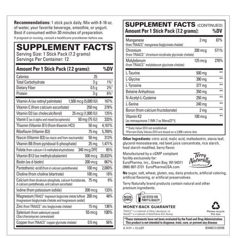 Terry Naturally Fatigued to Fantastic Energy Revitalization - Drink Mix for Energy with L-Tyrosine, Vitamins A, D3, E & B - Supports Heart Health - 12 Individual Packets (12 Servings)