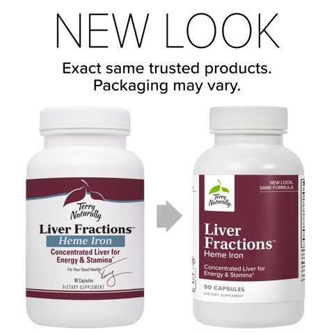 Terry Naturally Liver Fractions - Endurance & Energy Support with Gentle Iron - Dietary Supplement Supports Healthy Red Blood Cell Formation - Iron Supplement for Liver Health - 90 Capsules