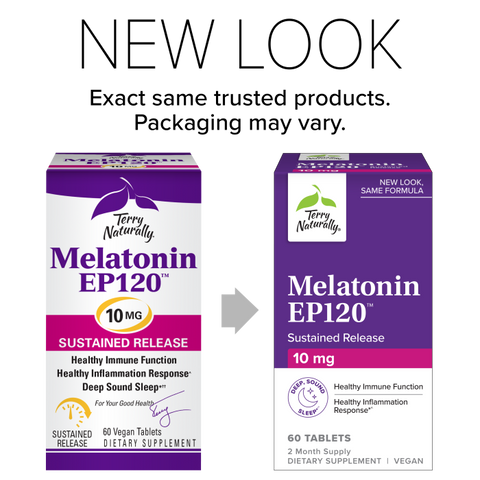 Terry Naturally Melatonin EP 120 10mg - Sleep Support Supplement with Antioxidants - Gluten-Free Supplement for Healthy Sleep - Dietary Supplement to Aid Healthy Aging & Immune Health - 60 Tablets