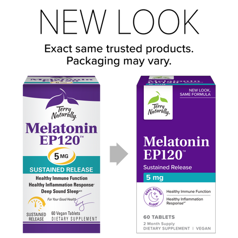Terry Naturally Melatonin EP 120 5mg - Sleep Support Supplement with Antioxidants - Gluten-Free Supplement for Healthy Sleep - Dietary Supplement to Aid Healthy Aging & Immune Health - 60 Tablets