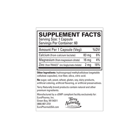 Terry Naturally Muscle Relax - Supplement to Support Nervous System, Muscle Relaxation & Sleep - Muscle Relaxant Supplement with Calcium, Magnesium & ZInc - Respiratory Health Aid - 60 Capsules