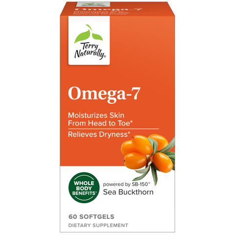 Terry Naturally Omega-7 - Dietary Supplement with Essential Fatty Acids - Nutritional Supplement to Support Skin Health with Sea Buckthorn, Berry Pulp & Seed Oil - 60 Softgels