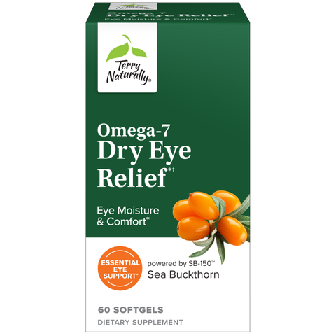 Terry Naturally Omega-7 Dry Eye Relief - Eye Health Supplement with Buckthorn Seed Oil - Dietary Supplement to Aid Dry Eye Relief - 60 Softgels