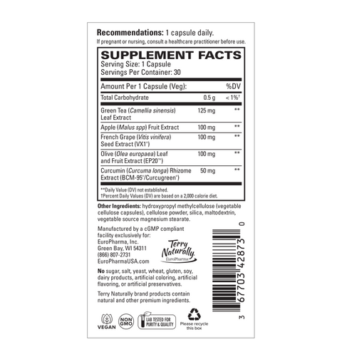 Terry Naturally Optimal Wellness - Immune, Respiratory & Brain Health Support - Supports Liver Health with Curcumin - Provides Powerful Antioxidant Support - 30 Capsules