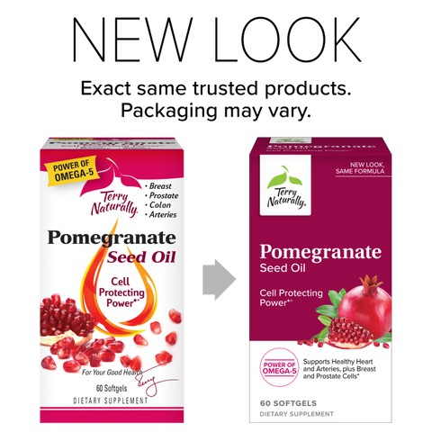 Terry Naturally Pomegranate Seed Oil - Dietary Supplement to Support Cardiovascular Health - Herbal Non-GMO Supplement with Omega-5 & Pomegranate Extract - 60 Softgels