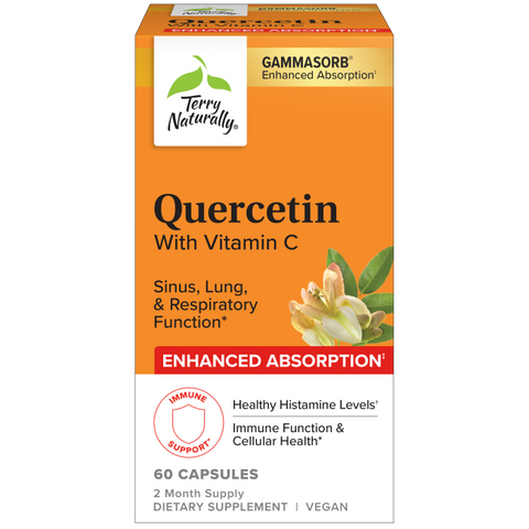 Terry Naturally Quercetin with Vitamin C Enhanced Absorption - Quercetin Supplement for Immune Support & Cellular Health - Respiratory Supplement for Sinus & Lung Health - 60 Capsules