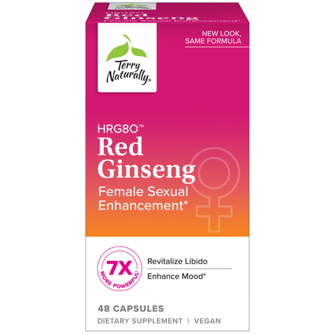 Terry Naturally HRG80 Red Ginseng Female Sexual Enhancement - Dietary Supplement for Circulation, Endurance & Energy Support - Vitality Support with Ashwagandha, Red Ginseng & Zinc - 48 Capsules