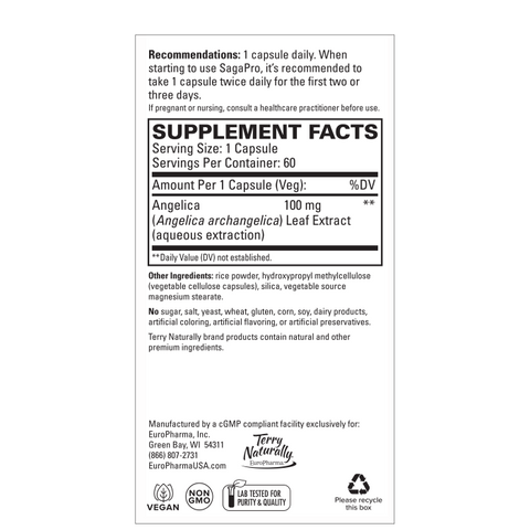 Terry Naturally SagePro Bladder - Bladder Support Supplement - Dietary Supplement with Angelica Leaf Extract - Vegan Capsules to Aid Urinary Tract Function & Health