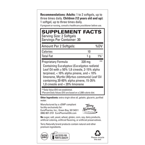 Terry Naturally SinuCare - Bronchial Wellness Support Supplement - Healthy Sinus Aid - Dietary Supplement to Support Healthy Lungs