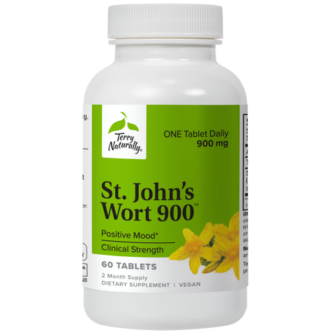 Terry Naturally St John's Wort 900-60 Tablets - Provides Full Clinical Dose - Non-GMO, Vegan, Gluten Free - 60 Servings