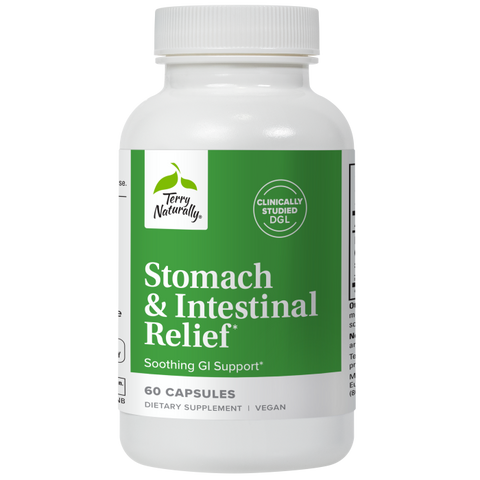 Terry Naturally Stomach & Intestinal Relief - Supplement to Aid Digestive Health & Intestinal Lining - Aids Against Occasional Digestive Discomfort to Soothe Stomach - 60 Capsules