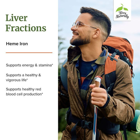 Terry Naturally Liver Fractions - Endurance & Energy Support with Gentle Iron - Dietary Supplement Supports Healthy Red Blood Cell Formation - Iron Supplement for Liver Health - 90 Capsules