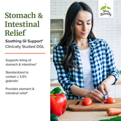 Terry Naturally Stomach & Intestinal Relief - Supplement to Aid Digestive Health & Intestinal Lining - Aids Against Occasional Digestive Discomfort to Soothe Stomach - 60 Capsules