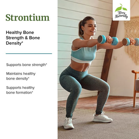 Terry Naturally Strontium - Bone Health & Strength Support - Supplement with Vegan Capsules - Health Supplement with Strontium Citrate for Superior Absorption - 60 Capsules
