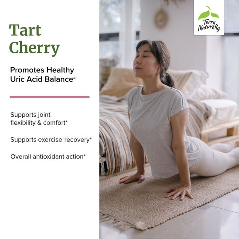 Terry Naturally Tart Cherry - Antioxidant Supplement to Support Healthy Uric Acid Balance & Joint Health - Nutritional Supplement - Dietary Supplement to Aid Recovery After Exercise - 120 Capsules