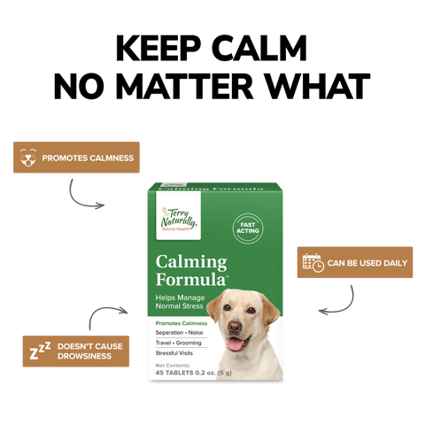 Terry Naturally Calming Formula - Calming Supplement for Dogs - Pet Support for Dog Health - Animal Formula for Stress & Relaxation Support - 45 Tablets